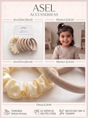 Asel Aksesuar 5'li Set Parlak Taş Detaylı Saten Scrunchie ve Yumuşak Kumaş Kadın Lastik Saç Tokası - 4 Farklı Seçenek
