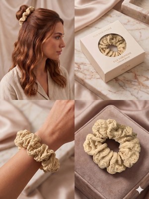 Asel Aksesuar Bürümcük Dokulu Kumaş Hacimli Scrunchie Lastik Toka Farklı Renk Seçenekli