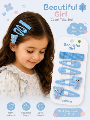 Asel Aksesuar 12'li Set Sevimli Hayvan Figürlü Çıtçıt ve Renkli Tel Toka Kız Çocuk Saç Aksesuarı - 6 Farklı Model