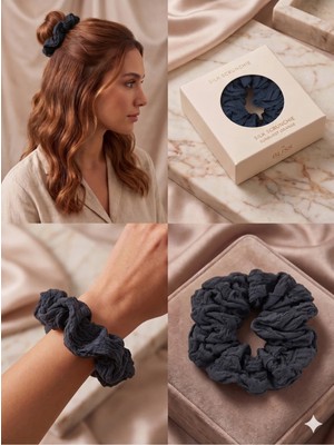 Asel Aksesuar Bürümcük Dokulu Kumaş Hacimli Scrunchie Lastik Toka Farklı Renk Seçenekli