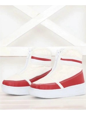 Mergenshoes Beyaz ER180 Içi Kürklü Kaymaz Erkek Çocuk Kar Botu