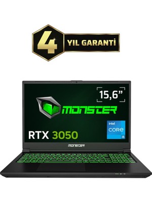 Monster Abra A5 V21.5.4 I5-12450H 16 GB 1 Tb SSD RTX3050 15.6" Freedos Full Hd Gaming Laptop - Outlet