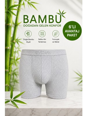 ByDon Erkek Licralı Bambu Boxer 6'lı Avantaj Paket