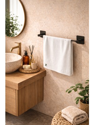 Empressco Karteya Yapışkanlı Siyah Uzun Havluluk Pratik ve Şık Banyo Mutfak Havluluk - Fiyatı, Yorumları