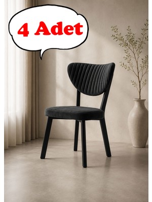 Teknor 4 Adet Elma Sandalye Modern Kadife Kapitone Sırtlı Mutfak Yemek Odası Balkon Kafe Sandalyesi 85 cm
