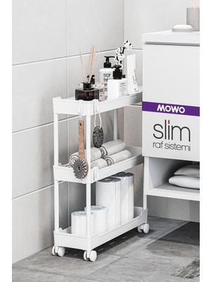Empressco Mowo Home Slim 3 Katlı Tekerlekli Raf Ünitesi Beyaz, Banyo Rafı, Mutfak Rafı, Banyo Düzenleyici - Fiyatı, Yorumları