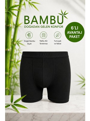 ByDon Erkek Licralı Bambu Boxer 6'lı Avantaj Paket