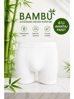ByDon Erkek Licralı Bambu Boxer 6'lı Avantaj Paket