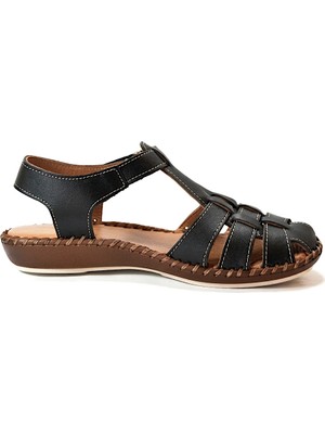 Beety 2601.8 Hakiki Soft Yumuşak Deri Kafesli Ortopedik Kadın Sandalet