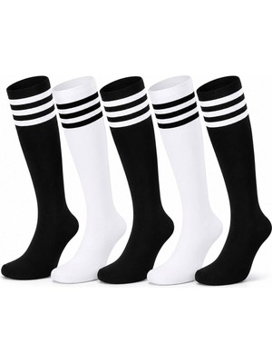 Hepsine Rakip 5 Çift Kadın Çizgili Dizaltı Çorap Spor Okul Günlük Pamuklu Kolej Çorabı
