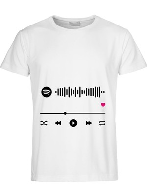 Hediye Vakti Müzik Çalar Tasarımlı Kişiselleştirilebilir Erkek Kadın Tişört - Spotify Kodlu Unisex Tshirt