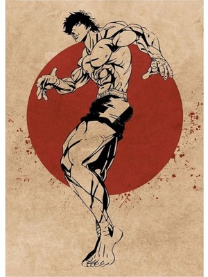 Universal Baki Hanma Retro Kanlı Ay Tablo Ahşap Poster Dekoratif