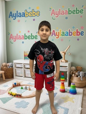 AYLAABEBE Örümcek Adam Desenli Erkek Takım