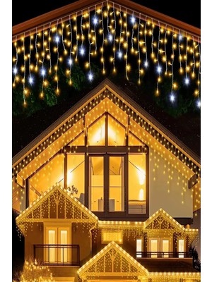 BENCEAL 120 Ledli 20 Saçaklı Fişli Animasyonlu LED Aydınlatma Veranda Çatı Oluk Çardak Dekoratif LED Işık