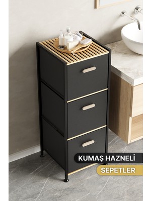 Empressco Bino Banyo Rafı Banyo Düzenleyici Çok Amaçlı Dolap 3 Katlı Düzenleyici Kumaş Sepetli Raf Banyo Rafı - Fiyatı, Yorumları
