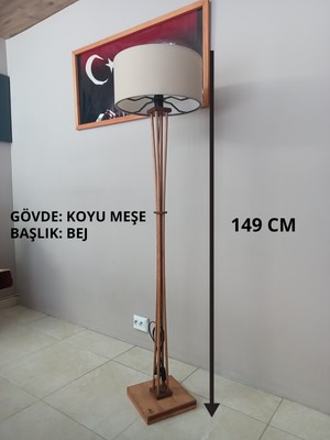 Balsa Dekor Ahşap Ayaklı Lambader Koyu Meşe-Bej