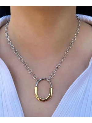 Nisa Baby Çelik Duo U Iki Renk Zincir Kolye