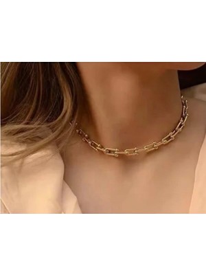 Nisa Baby Modern Minimalist Gold Rengi Çelik Zincir Kolye