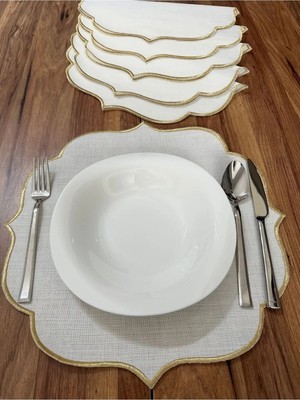 Nurhan Home Collection 6 Adet Gold Nakışlı Amerikan Servis Supla