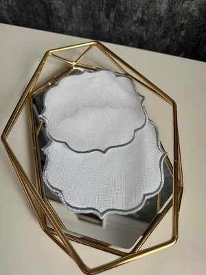 Nurhan Home Collection 2 Adet Etamin Işlemeye Uygun Linen Keten Kumaş Gümüş Kahve Yanı Kokteyl Sunum Peçete