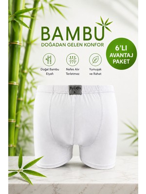 ByDon Erkek Licralı Bambu Boxer 6'lı Avantaj Paket ( Içten Lastikli )