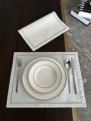 Nurhan Home Collection 2 Adet Gümüş Renk Çift Sıra Nakışlı Amerikan Servis