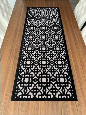 Nurhan Home Collection Dikdörtgen Yeni Selçuklu Modeli Siyah Renk Masa Runner