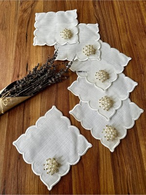 Nurhan Home Collection 6 Adet Incili Kokteyl Sunum Peçetesi