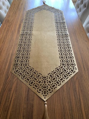Nurhan Home Collection Trendy Modeli Gold Renk Masa Runner
