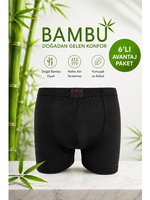 ByDon Erkek Licralı Bambu Boxer 6'lı Avantaj Paket ( Içten Lastikli )