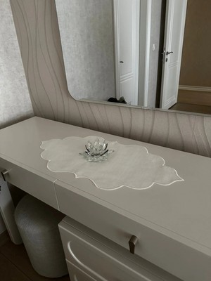 Nurhan Home Collection Ekru Nakışlı 3 Parça Oda Takım