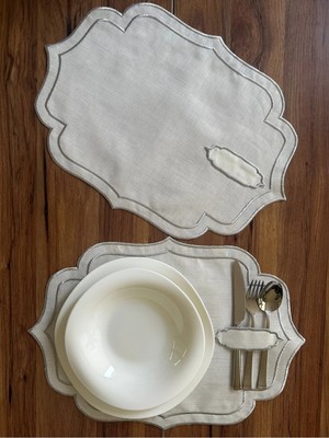 Nurhan Home Collection 2 Adet Çift Sıra Nakışlı Kaşıklıklı Amerikan Servis Supla