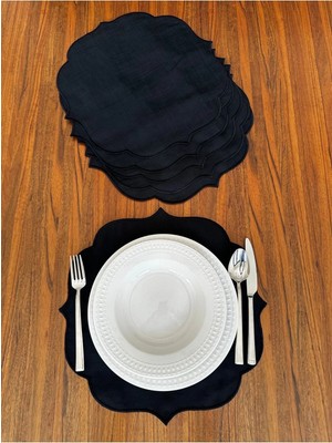 Nurhan Home Collection 6 Adet Siyah Nakışlı Amerikan Servis Supla