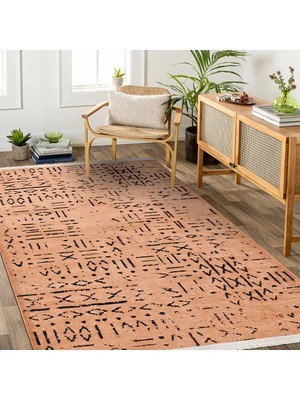 Erdo Ticaret Youdayhomecollection Neva-Bej/siyah - Oturma Odası, Koridor Halısı-Kaymaztaban-Robot Süpürgeye Uyumlu-Kolay Temizlenebilir - 100X100