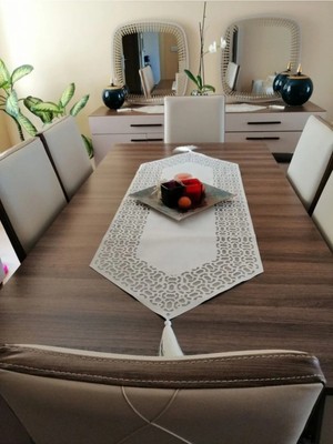 Nurhan Home Collection Trendy Modeli Ekru Renk Masa Runner