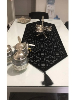 Nurhan Home Collection Yeni Selçuklu Modeli Siyah Renk Masa Runner