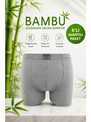 ByDon Erkek Licralı Bambu Boxer 6'lı Avantaj Paket ( Içten Lastikli )