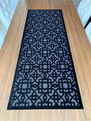 Nurhan Home Collection Dikdörtgen Yeni Selçuklu Modeli Siyah Renk Masa Runner