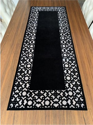 Nurhan Home Collection Dikdörtgen Selçuklu Modeli Siyah Renk Masa Runner