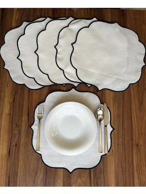 Nurhan Home Collection 6 Adet Siyah Nakışlı Amerikan Servis Supla