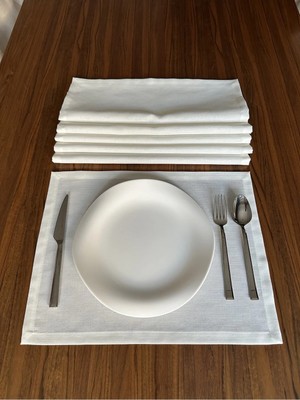 Nurhan Home Collection 6 Adet Premium Keten Ekru Renk Amerikan Servisi 35 x 45 cm