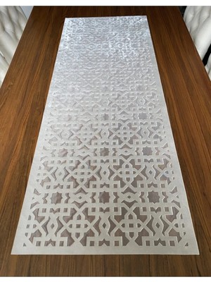 Nurhan Home Collection Dikdörtgen Yeni Selçuklu Modeli Ekru Renk Masa Runner