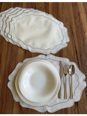 Nurhan Home Collection 6 Adet Inci Tanesi Nakışlı Gümüş Amerikan Servis Supla
