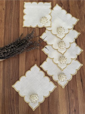 Nurhan Home Collection 6 Adet Incili Kokteyl Sunum Peçetesi