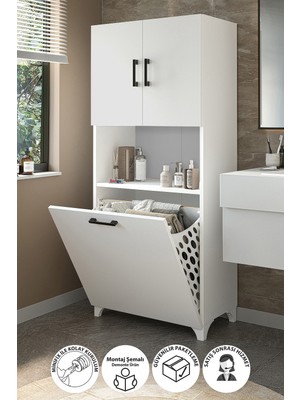 Empressco Bofigo Çok Amaçlı Dolap Banyo Dolabı Kirli Çamaşır Sepeti Dolabı Damla Beyaz - Fiyatı, Yorumları