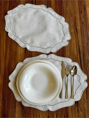 Nurhan Home Collection 2 Adet Inci Tanesi Nakışlı Gümüş Amerikan Servis Supla