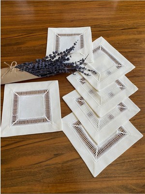 Nurhan Home Collection 6 Adet Kolberli Kahve Yanı Kokteyl Peçetesi