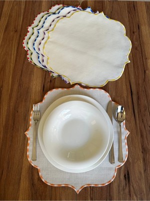 Nurhan Home Collection 6 Adet Etamin Işlemeye Uygun Ebruli Renkli Nakışlı Amerikan Servis Supla