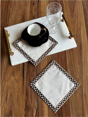 Nurhan Home Collection 2 Adet Mackenzie Desenli Bronz Nakışlı Kokteyl Sunum Peçetesi