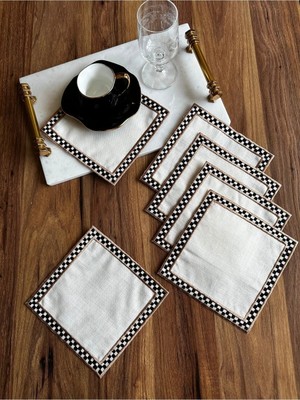 Nurhan Home Collection 6 Adet Mackenzie Desenli Bronz Nakışlı Kokteyl Sunum Peçetesi